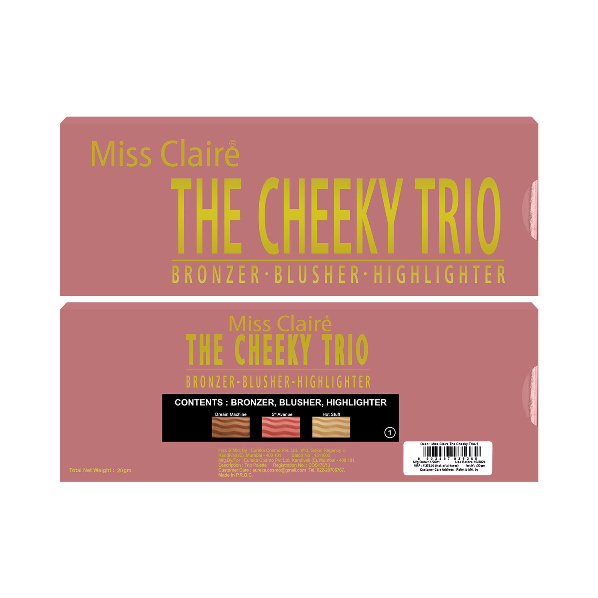 Miss Claire The Cheeky Trio Bronzer Blusher Highlighter - 1