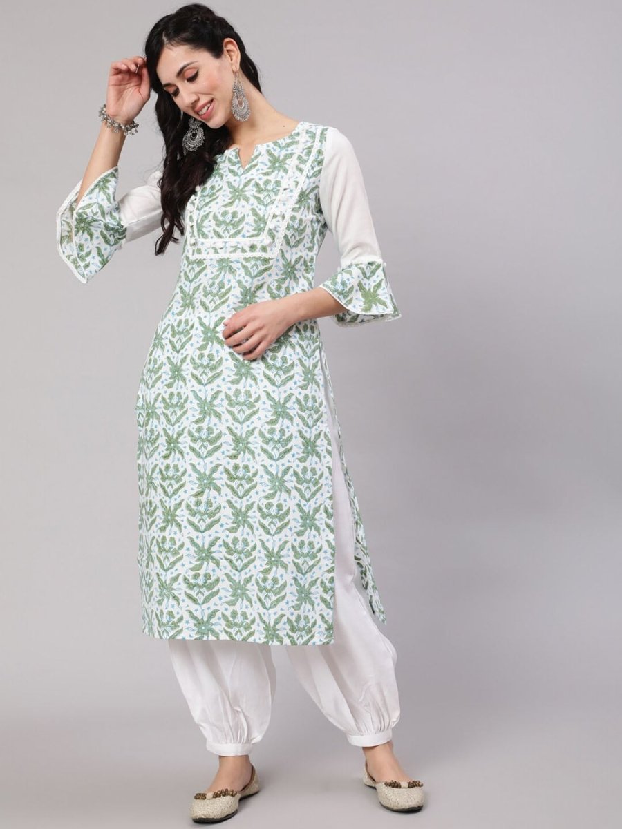 Aks Tropical Printed Bell Sleeves Kurta - Distacart