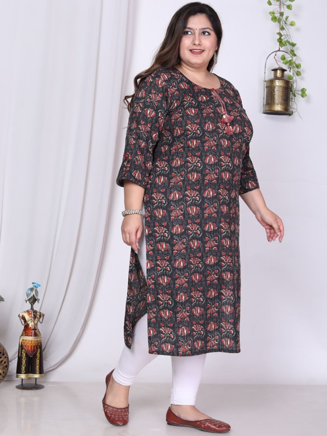 Swasti Plus Size Floral Printed Cotton Straight Kurta - Distacart