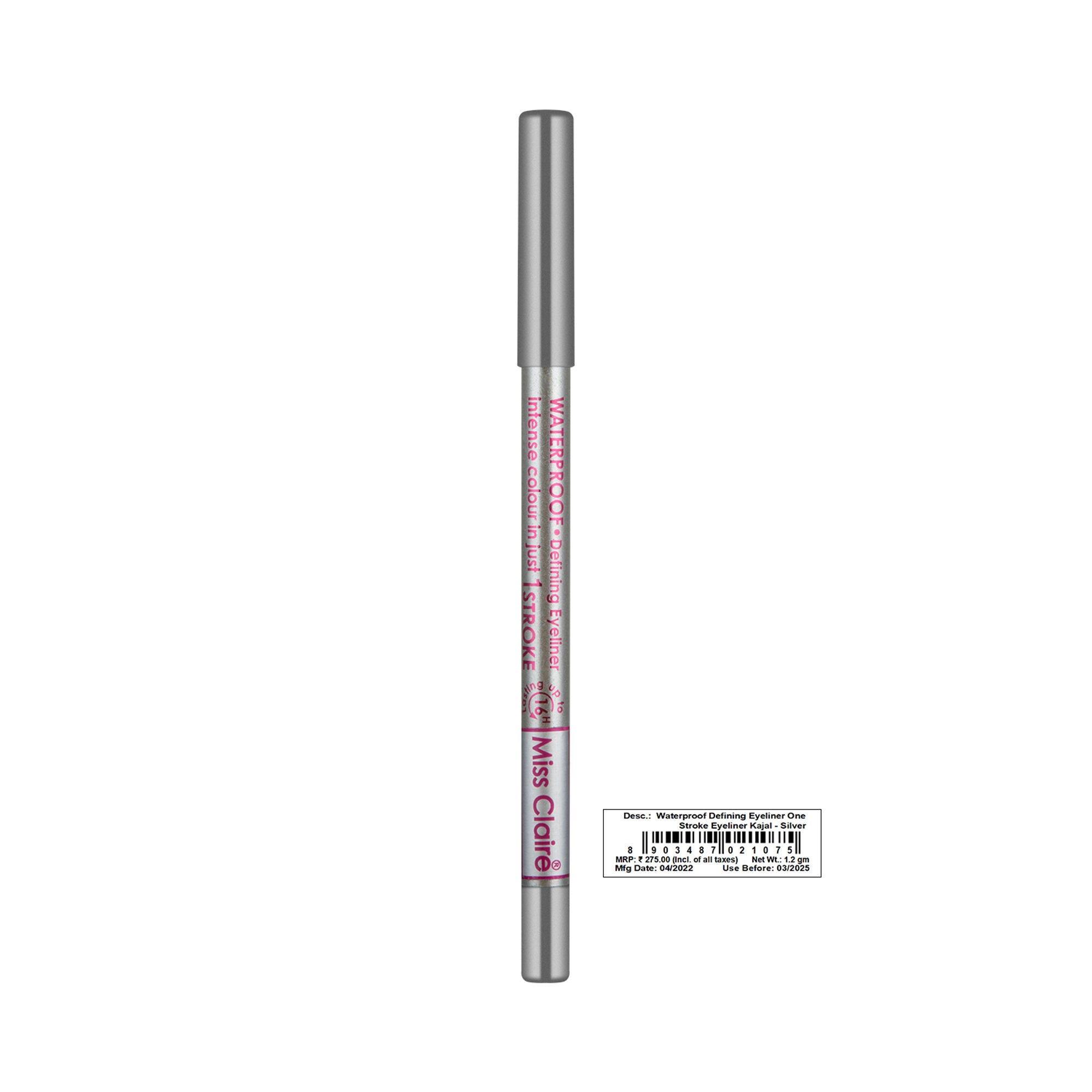 Miss Claire Waterproof Defining One Stroke Eyeliner Kajal - Silver