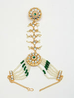 Thumbnail for NVR Women's Green Gold-Polished Stone Studded Handcrafted Ring Bracelet - Distacart