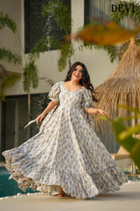 Aayaa Designer Printed Full Flared Gown - Multi Color