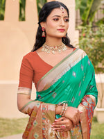 Thumbnail for Shree Shyam Fashion Rama Green Pochampally Silk Saree - Distacart