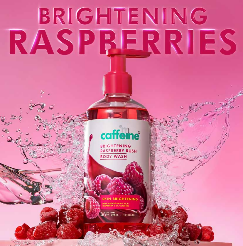 mCaffeine Brightening Raspberry Rush Body Wash & Serum Lotion - Distacart
