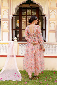 Thumbnail for Vaasva Women White Organza Floral Print & Embroidered Anarkali Kurta, Pant & Dupatta set - Distacart
