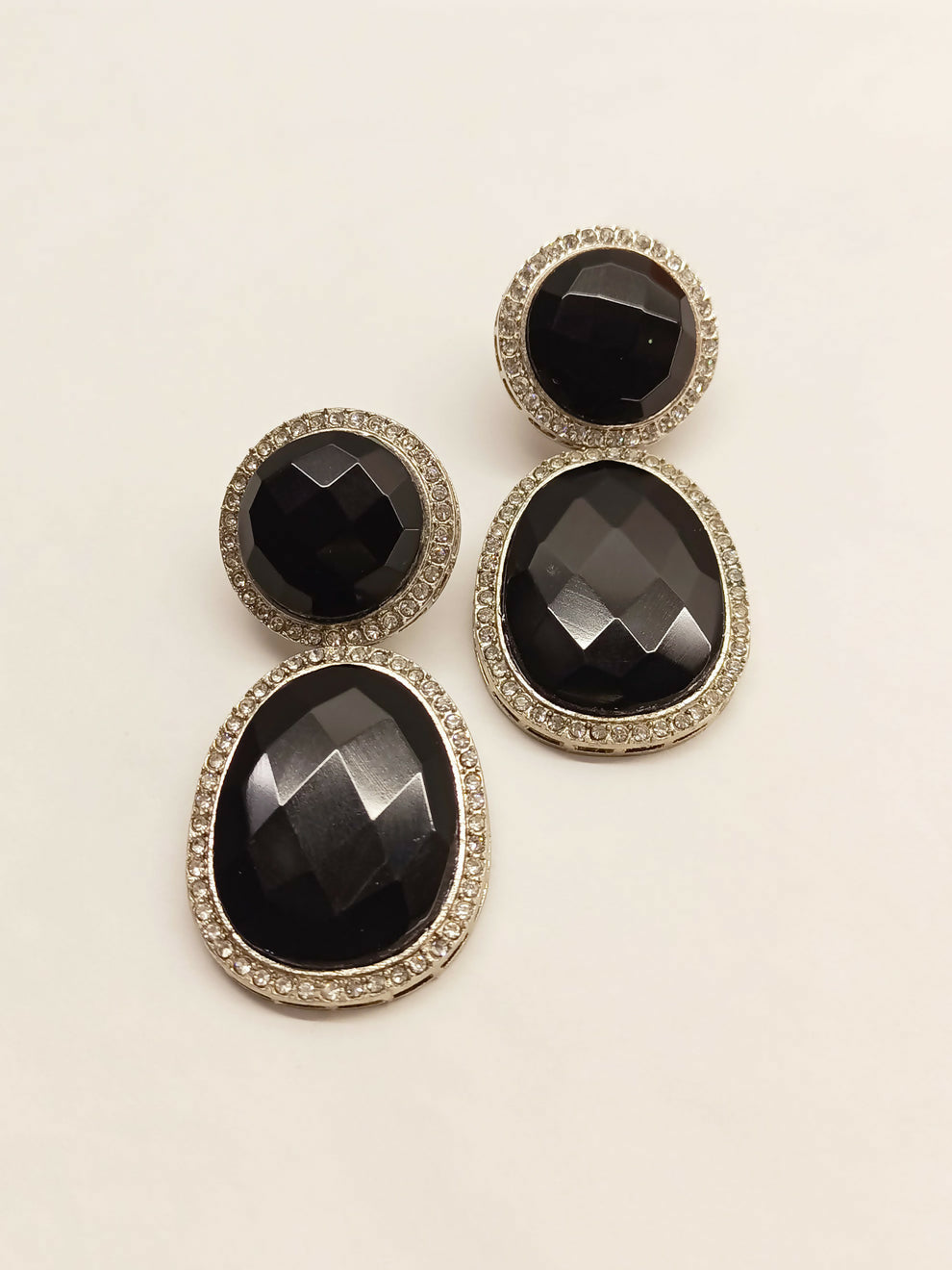 Black Smart Dangler Earrings With Rhino Stone Border| Earring For Women And Girls By House of Ree - Distacart