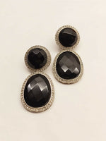 Thumbnail for Black Smart Dangler Earrings With Rhino Stone Border| Earring For Women And Girls By House of Ree - Distacart
