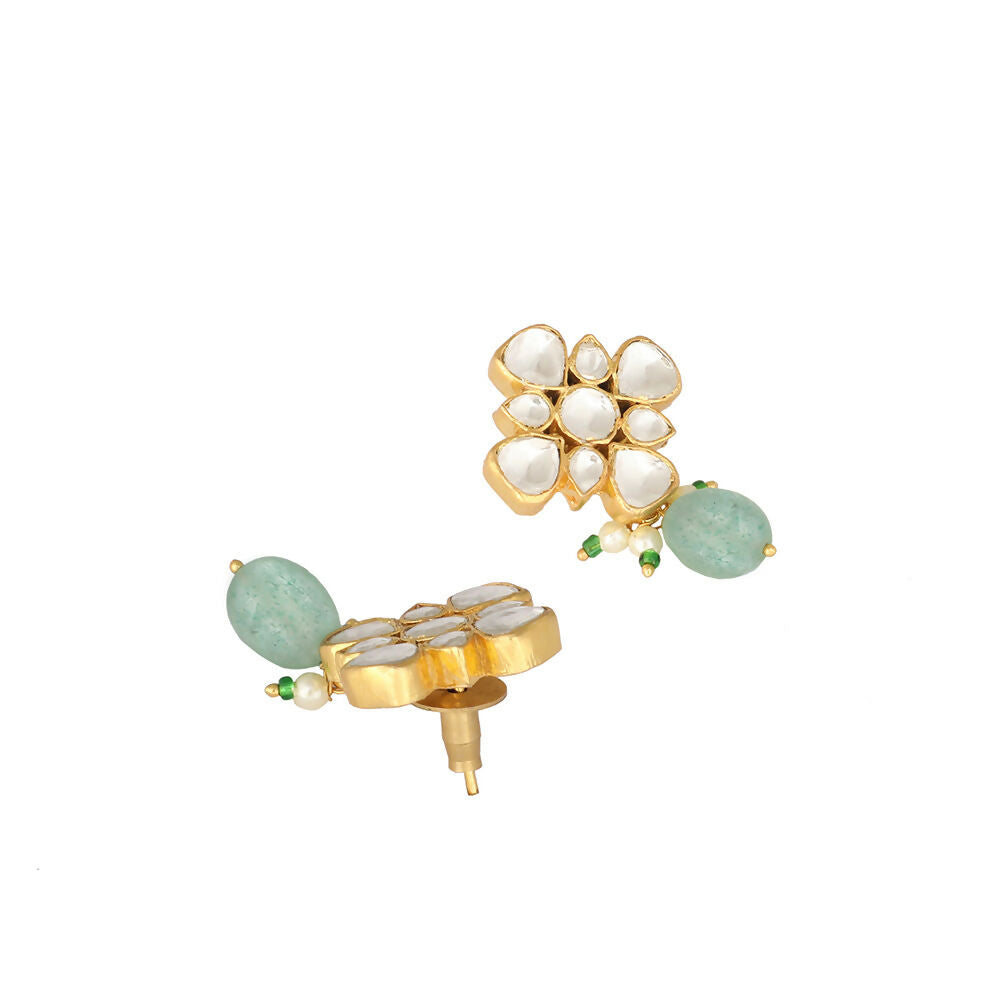 Nuyug 22K Gold Plated Kundan Paradise Green Studs
