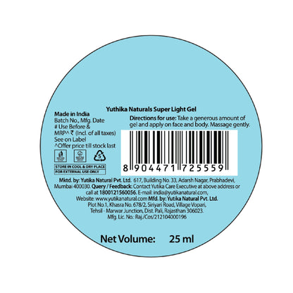 Yuthika Super Light Gel Face Moisturizer With Hyaluronic Acid - Distacart