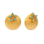 Thumbnail for Nuyug 22K Gold-Plated Turquoise Flower Stud Earrings