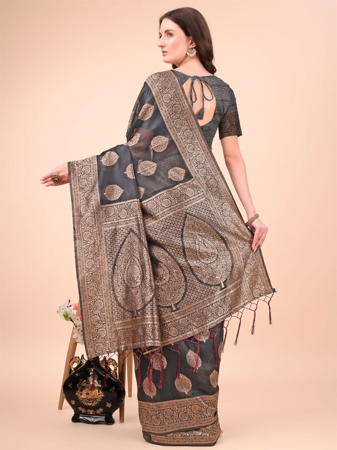 Astita Cotton Black Saree