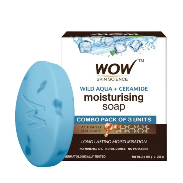 Wow Skin Science Wild Aqua Ceramide Moisturizing Soap bar – Cooling and hydrating soap for all skin types.