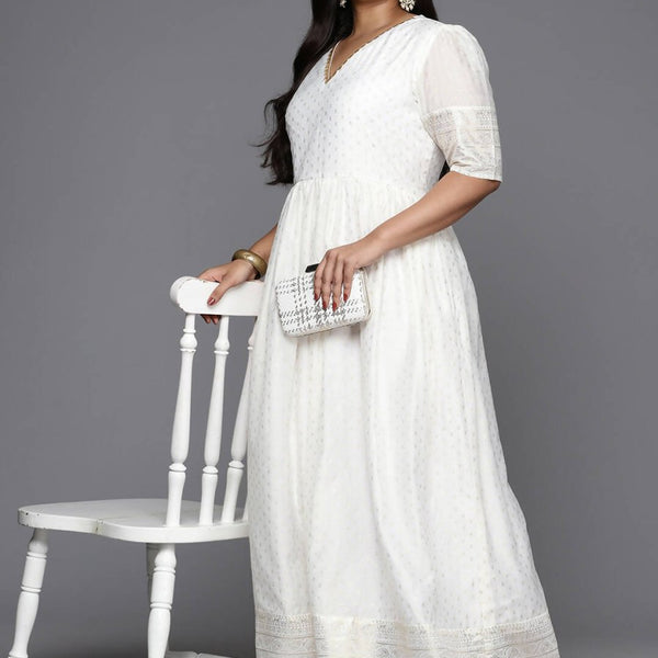 Ahalyaa Women's Traditional wear Ethnic Dress - Off White - Distacart