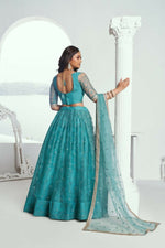 Thumbnail for Aastha Fashion Rama Green Butterfly Net Tone To Tone Cotton Thread Work And Sequence Work Embroidery Wedding Wear Lehenga Choli - Distacart