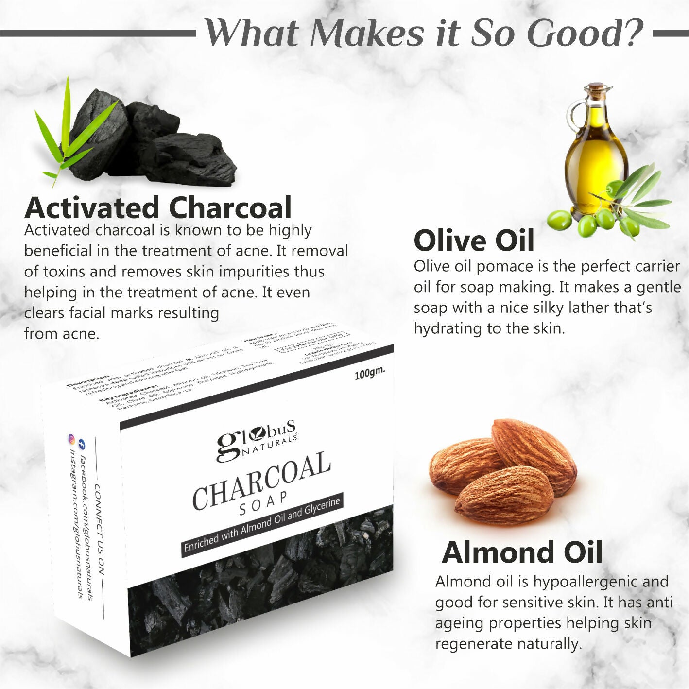 Globus Naturals Charcoal Soap - Distacart