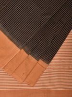 Thumbnail for Black and Mustard Pochampally Ikat Handloom Saree with Strips Design - Global Threads - Distacart