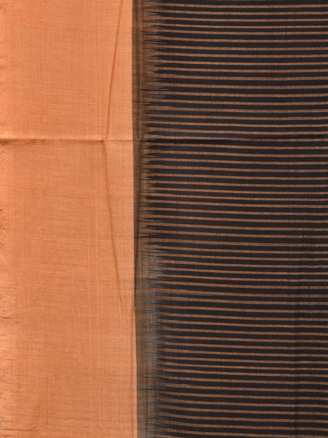 Black and Mustard Pochampally Ikat Handloom Saree with Strips Design - Global Threads - Distacart