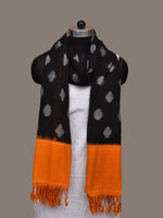 Thumbnail for Black and Orange Pochampally Ikat Cotton Handloom Dupatta with Polka Dots Design - Global Threads - Distacart