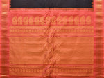 Thumbnail for Black and Peach Gadwal Silk Handloom Saree with Mango Pallu and Border Design - Global Threads - Distacart