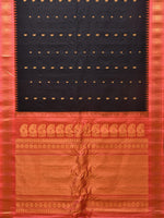 Thumbnail for Black and Peach Gadwal Silk Handloom Saree with Mango Pallu and Border Design - Global Threads - Distacart