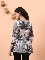 Thumbnail for Yufta Black And White Cotton Gathered Or Pleated Angrakha Top