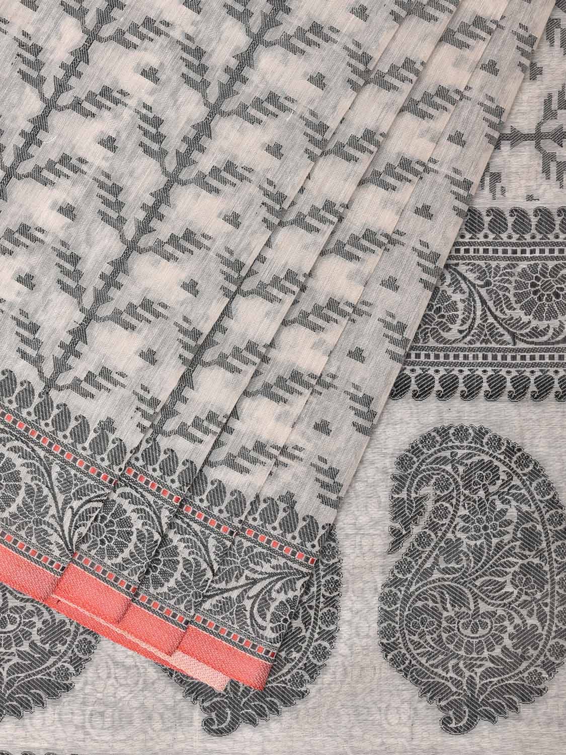 Black and White Cut Work Sico Cotton Saree with All Over and Border Design - Global Threads - Distacart