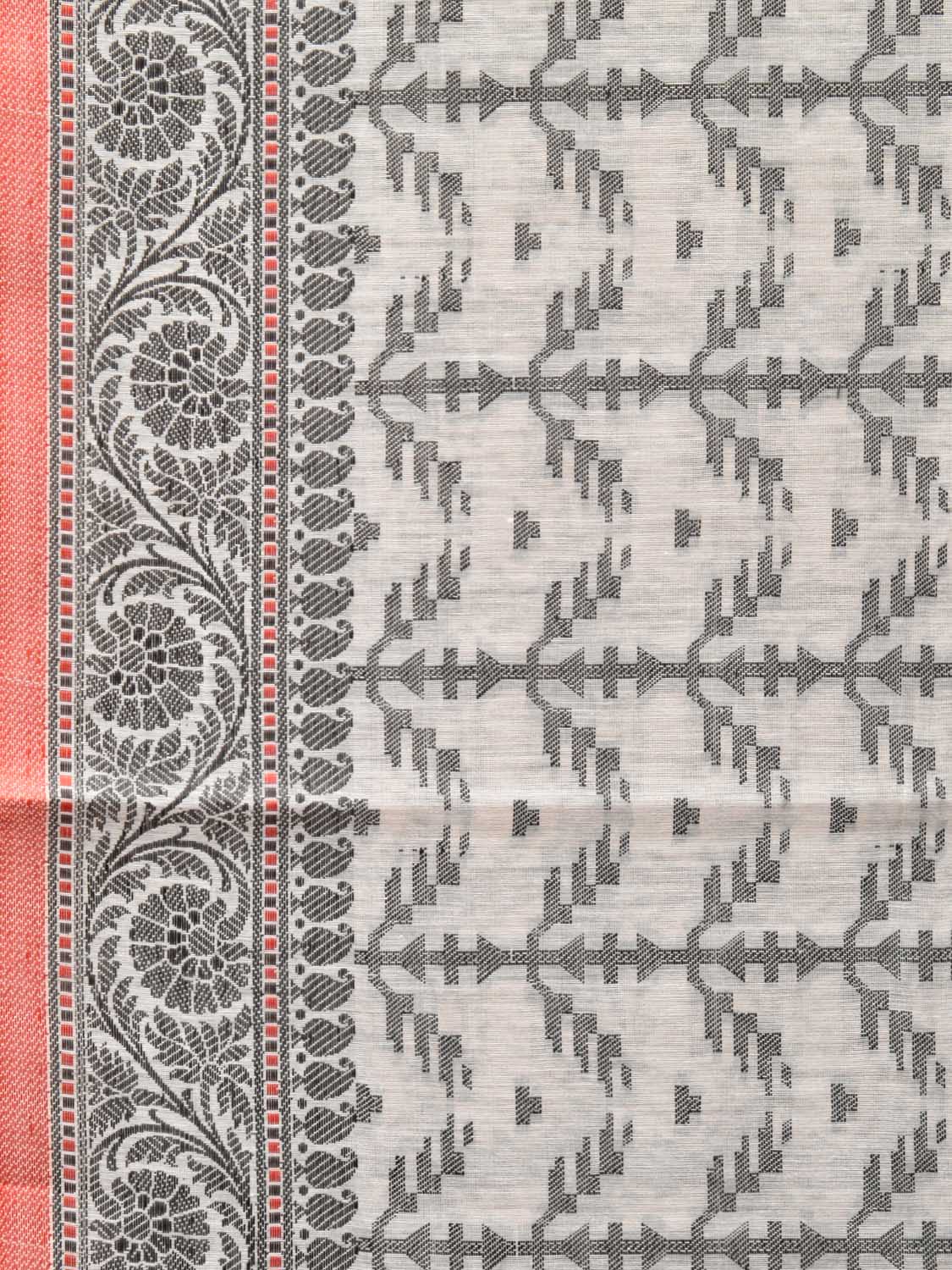 Black and White Cut Work Sico Cotton Saree with All Over and Border Design - Global Threads - Distacart