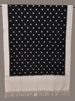 Thumbnail for Black and White Pochampally Ikat Cotton Handloom Dupatta with Dots Design - Global Threads - Distacart
