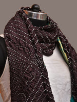 Thumbnail for Black Bandhani Kanchipuram Silk Handloom Dupatta with Border Design - Global Threads - Distacart