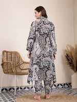 Thumbnail for Yufta Black Boho Print Pure Cotton Co-Ord Set