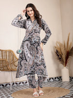 Thumbnail for Yufta Black Boho Print Pure Cotton Co-Ord Set