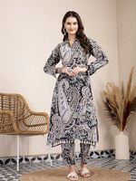 Thumbnail for Yufta Black Boho Print Pure Cotton Co-Ord Set