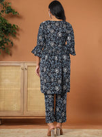 Thumbnail for Yufta Black Cotton Maternity Peplum Kurta Pants Set - Distacart