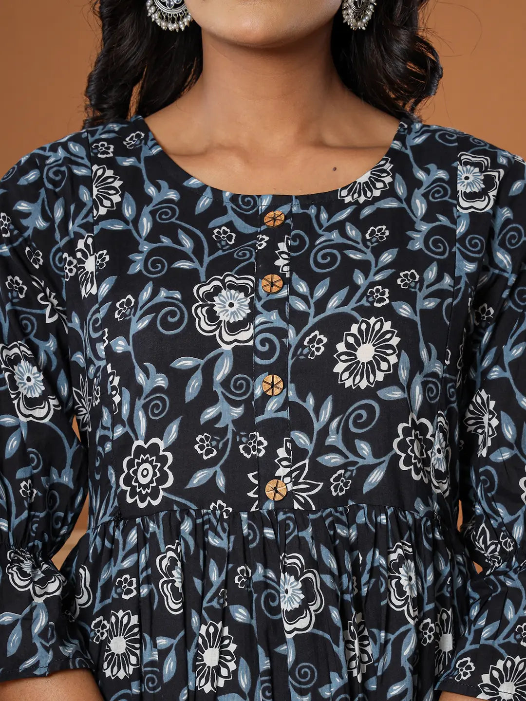 Yufta Black Cotton Maternity Peplum Kurta Pants Set - Distacart