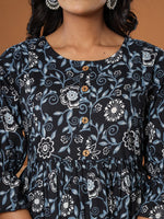 Thumbnail for Yufta Black Cotton Maternity Peplum Kurta Pants Set - Distacart