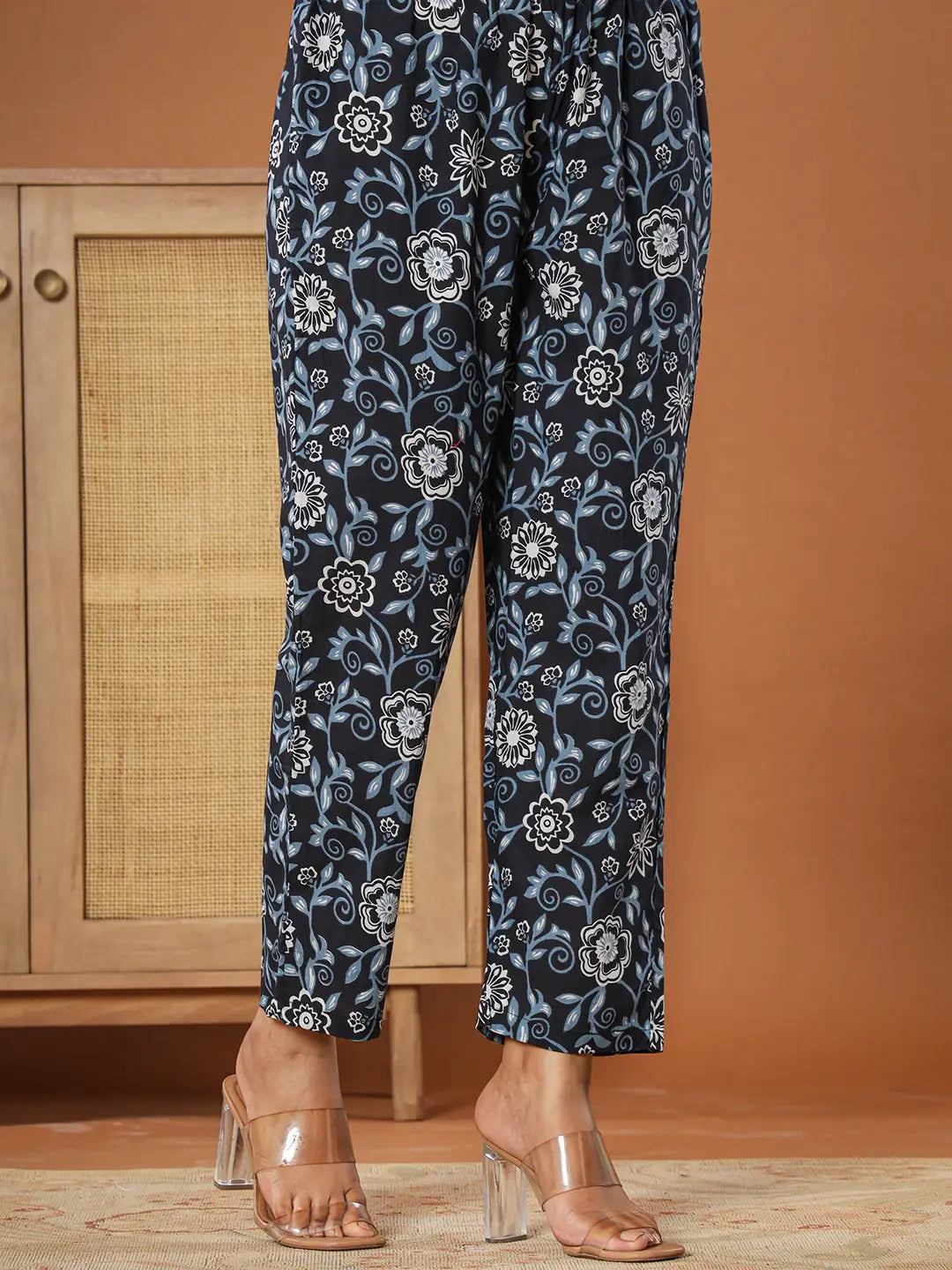 Yufta Black Cotton Maternity Peplum Kurta Pants Set - Distacart