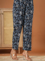 Thumbnail for Yufta Black Cotton Maternity Peplum Kurta Pants Set - Distacart