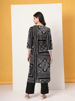 Thumbnail for Yufta Black Cotton Straight Kurta Set