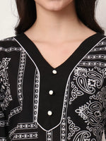Thumbnail for Yufta Black Cotton Straight Kurta Set