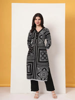 Thumbnail for Yufta Black Cotton Straight Kurta Set
