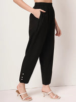 Thumbnail for Yufta Black Cotton Straight Kurta Set