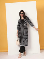 Thumbnail for Yufta Black Cotton Straight Kurta Set