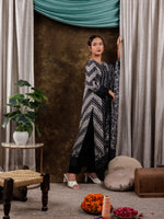 Thumbnail for Yufta Black Hand Embroidery Silk Straight Kurta And Trouser With Dupatta Set