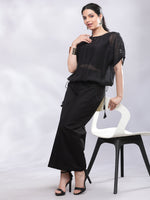 Thumbnail for BohoJazz Black Linen Cropped Trousers with Flare