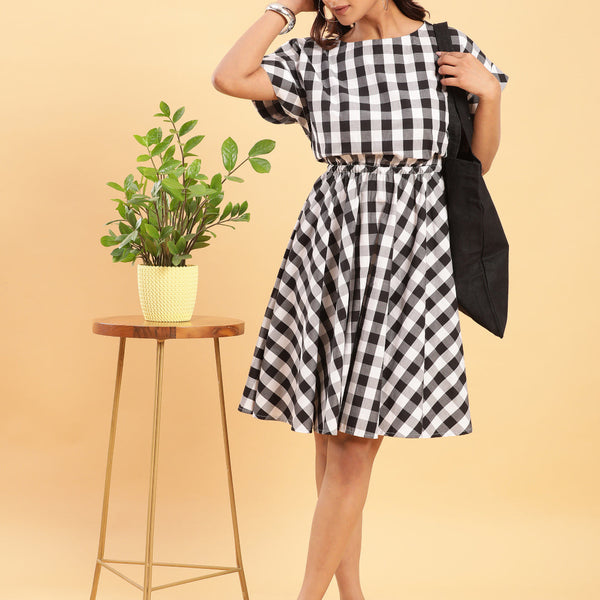BohoJazz Check-Mate Black n White Check Dress