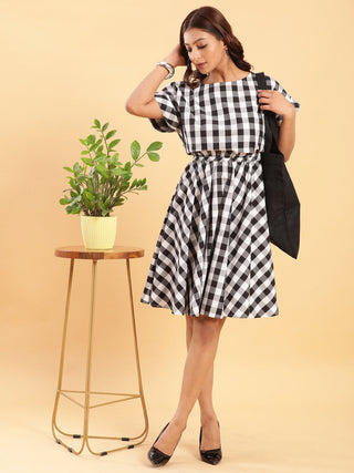 BohoJazz Check-Mate Black n White Check Dress