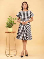 Thumbnail for BohoJazz Check-Mate Black n White Check Dress