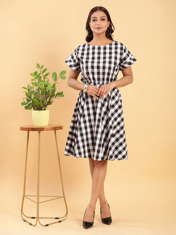 BohoJazz Check-Mate Black n White Check Dress