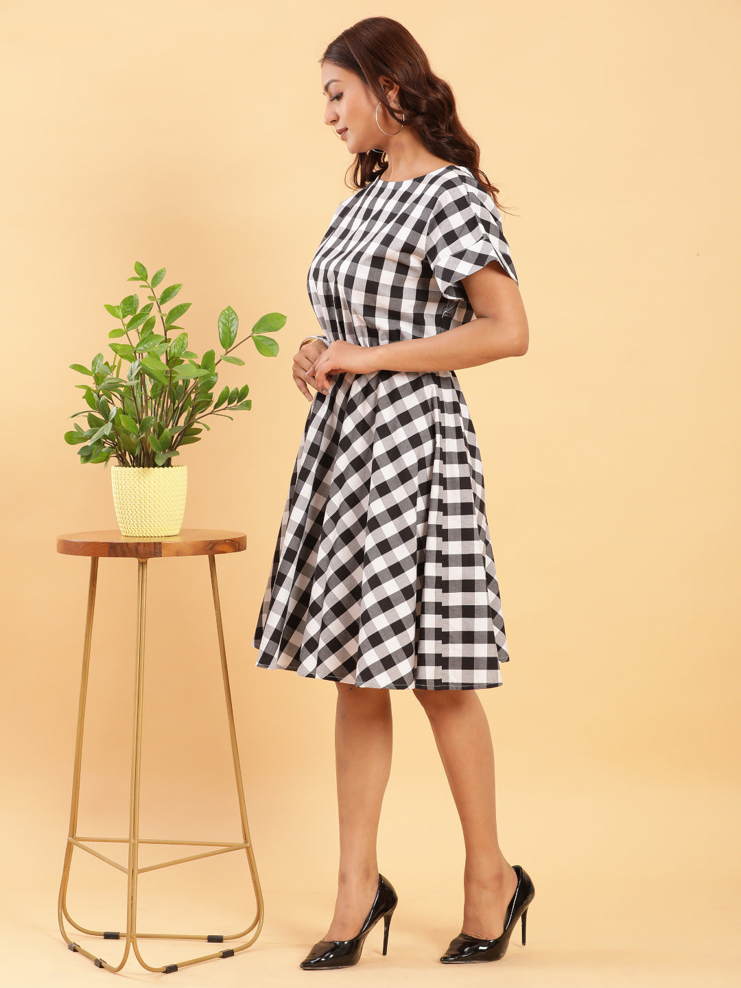 BohoJazz Check-Mate Black n White Check Dress