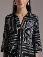 Thumbnail for Yufta Black Pure Cotton Boho Printed Top